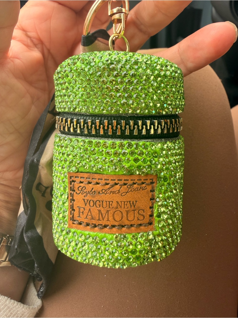 Green Crystal Keychain Pouch